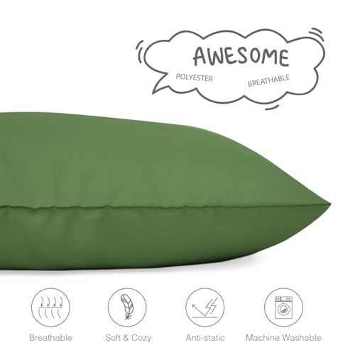 Image of EXQ Home Toddler Pillowcases 13x18 Travel Pillow Case Set of 2, Small Pillow Case Fits Baby Pillow Sized 12x16, 13x18, Kids Pillowcases 2 Pack Machine Washable with Envelope Closure (Dark Green)