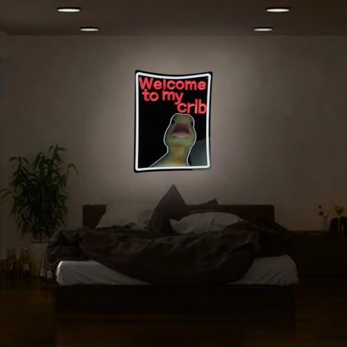 Image of Welcome To My Crib Neon Sign,Led Funny Neon Light,My Crib Sign For Bedroom,Hanging Neon Signs For Bedroom Nursery College Dormitory Room Decor