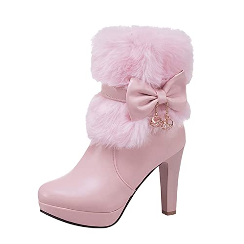 Bottines chaudes imperméables pour femme avec plateforme et doublure peluche