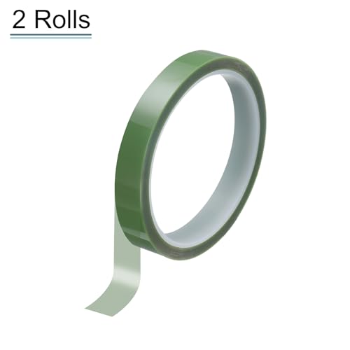 Image of HARFINGTON 2 Rolls High Temperature Masking Tape 15 /32 inch x108ft(12mmx33m) 0.05mm Thick PET Film Silicone Adhesive Heat Resistant Tapes for Heat Press Anodizing Circuit Board, Grass Green