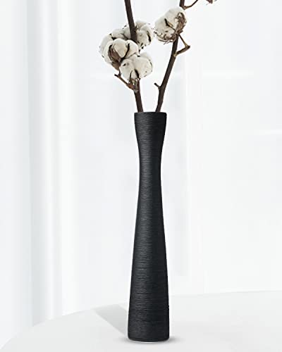 Black Ceramic Flower Vase 16.5 Inch Tall Slender Flower Vases