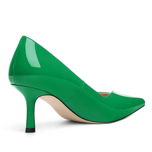 Image of Women Pointed Closed Toe 2.5 Inch Kitten Heel Slip On Pumps | Elegant Comfort Formal Dress Footwear, Versatile Ladies Shoes For Office Wedding Party Evening Daily Occasions