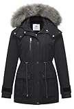 GGleaf Women's Quilted Winter Coat Warm Puffer Jacket Thicken Parka with Removable Hood Dark Grey Large