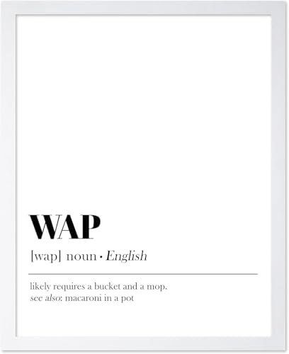 Poster Master Dictionary Poster - Definition of WAP Print - Typography Art - Minimal Wall Art - Gift for Him & Her - 8x10 Print & White Frame Bundle image 2