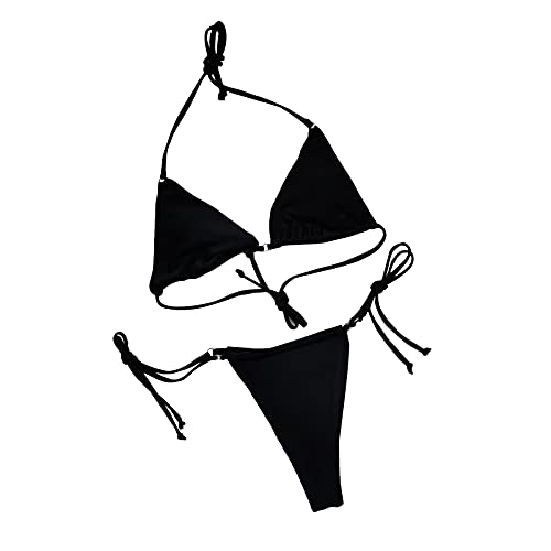 Genérico Bañador Menstrual Niña 14 Años Bañador Rojo Mujer Traje De Baño Sólido Traje De Baño Piezas Playa Mujer Bikini Vendaje Trajes Conjunto Bañadores Tallas Grandes Black L