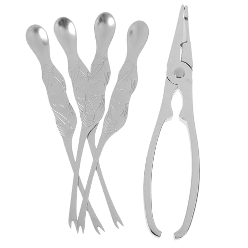 LAPYAPPE Juego de 5 Herramientas para Mariscos y Cangrejos, Tijeras y Pinzas de Aleación de Zinc Resistentes Superficie Lisa para Uso en Mariscos