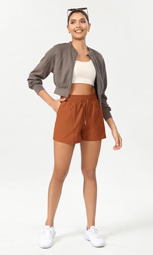 ODODOS Stretch Woven Athletic Shorts for Women High Waist Summer Lightweight Casual Shorts with Pockets4