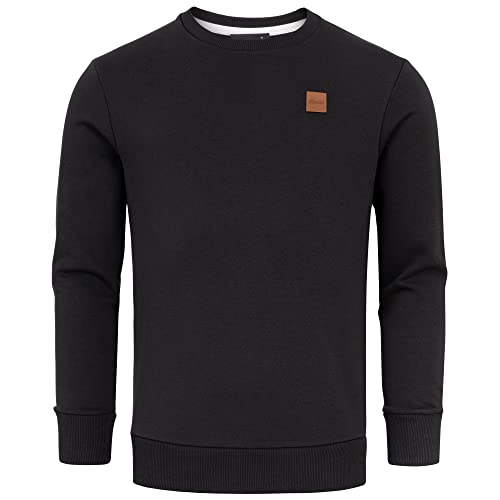 REPUBLIX Herren Basic College Sweatshirt Pullover Sweatjacke Hoodie R0456 Schwarz S
