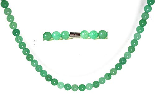 Green Aventurine Crystal Necklace - Aventurine Crystals Jewelry - Necklaces For Women/Men - Beaded Jade Aventurine Stone Choker - Bead Mala Neckless - Heart Chakra Jewelery - Magnetic Clasp (22 Inch) #TOP10