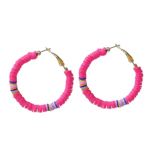 WOFASHPURET 1 Par Pendientes Geométricos De Arcilla Cúbico Para Pendientes De Mujer Colgante De Oreja Redonda Aretes De Arcilla Pendientes De Estilo Bohemio Rosy Arcilla Polimérica