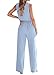 KIRUNDO Two Piece Outfits for Women Summer Sets 2025 Trendy Button Crop Vest Wide Leg Pantsuit Matching Set Spring Fashion Clothes(Sky Blue, Medium)