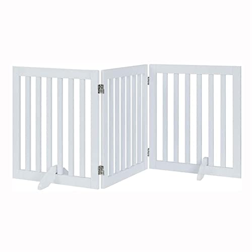 JIAYING Treppenschutzgitter for Hunde,3 Paneele Breit 80,Sicherheitsgitter for Haustiere Faltbare Z-förmige, Freistehende Hundegitter,for Treppen Innenbereich (Color : White, Size : 80x36)