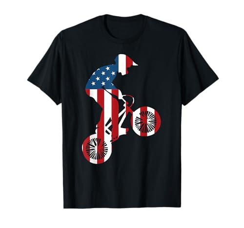 USA American Flag BMX Bike Racing 4th of July T-Shirt