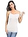 Sexy Women Spaghetti Strap Tank Tops Lace Camisoles Cami Tank Tops for Women (L,Ivory)