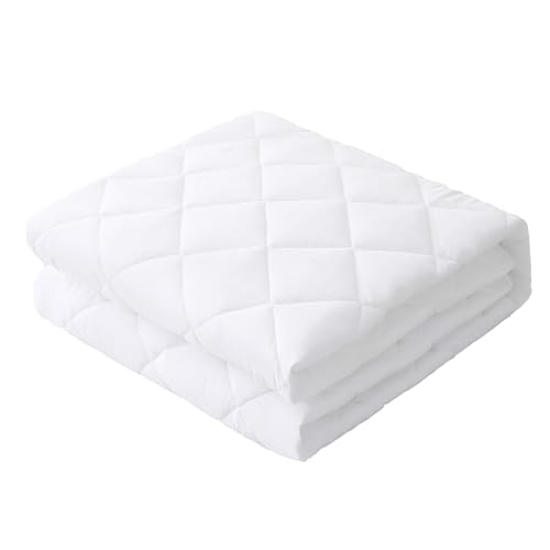 ベッドパッド TEIJIN(帝人)マイティトップⅡ中綿使用 抗菌・防臭・防ダニ加工 洗える 四隅強化ゴムバンド付き ふんわり 吸湿速乾 ホテル仕様 オールシーズン マットレスパッド ベッドマット (ホワイト, シングル・100x200cm)