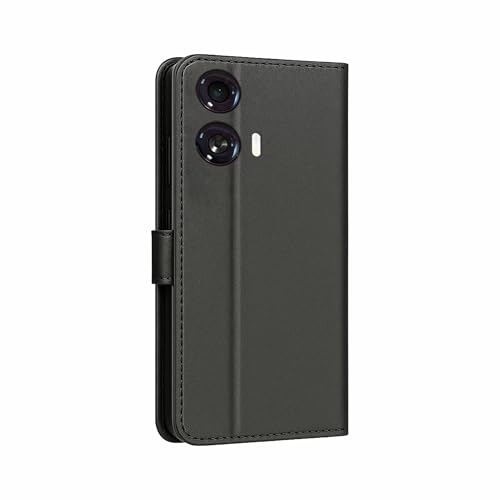 Image of AIBEX Shock Proof Flip Compatible for Motorola G96 5G / Motorola Edge 50 Fusion 5G Flip Cover Leather Finish | Inside TPU with Card Pockets | Wallet Stand | Complete Protection Flip Case - Black