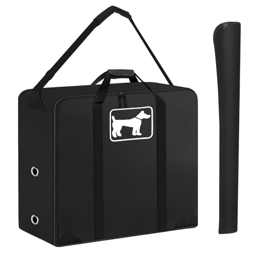 SIRUITON Dog Playpen Storage Bag Fits 40" H 8 Panels and 9 Stakes, Heavy Duty 600D Oxford Fabric Suitable for Foldable Exercise Pet Playpen, Dog Fence Travel Bag with Reinforcing Plate & Shoulder