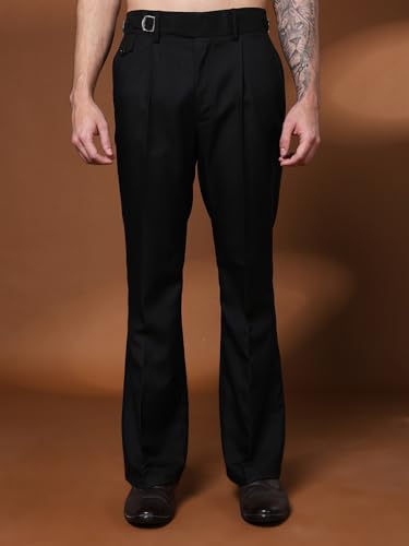 Image of Gurkha Pants for Men | Trouser for Men | Formal Pant | Single Buckle | Bell Bottom Trouser High Waist Pleated Casual Trousers | Flared Bottom Leg Pants for Office Smart Casual Travel Party