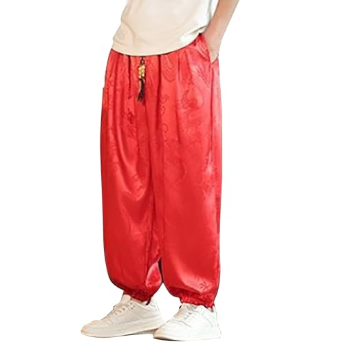 Mens Satin Harem Jogger Pants Paisley Silk Lounge Pajama Bottoms Big and Tall Western Cowboy Beach Yoga Pants