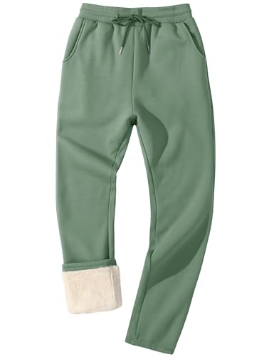 Flygo Men's Fleece Lined Sherpa Sweatpants Winter Warm Pants Jogger Lounge Athletic Pant with Pockets