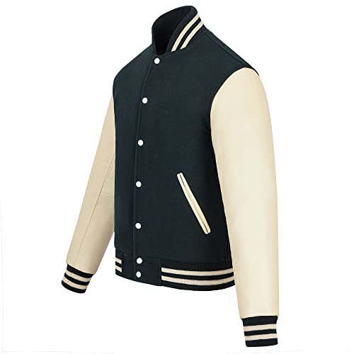 Image of Varsity Jacket Baseball Letterman Jacket- Wool and Leather Premium Quality Unisex Basketball Jacket
