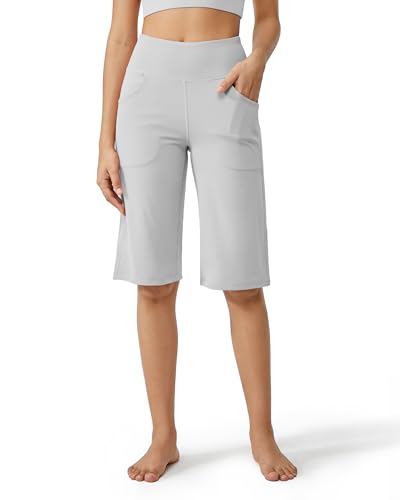 Image of Promover 14 inch /21 inch /23 inch /25 inch Inseam Capri Pants for Women Wide Leg Yoga Cropped Pants with Pockets Loose Casual Summer Pant