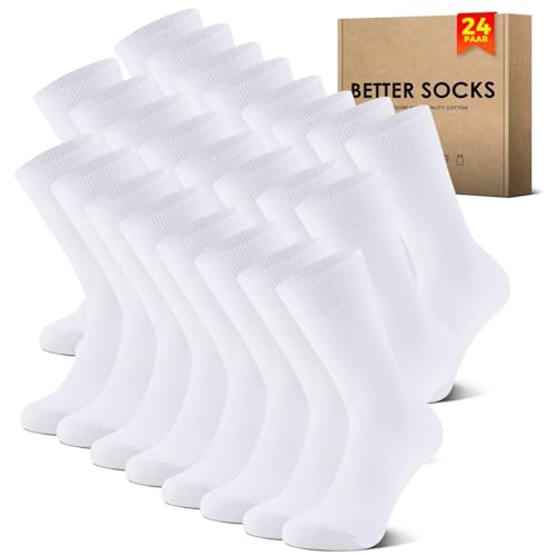 NUOZA Socken Herren 39-42 Weiße Sportsocken Männer Schwarze Baumwolle Business Tennissocken 24 Paar Herrensocken Socken Damen Sport Lange Atmungsaktive Socks Wandersocken Winter Work
