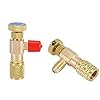2PCS R410A R22 Air Conditioning Refrigerant Charging Valve Adapter, 1/4‘ Male to 1/4‘ Female, Liquid Safety Valve Manifold Gauge Refrigeration Hose Adaptors Quick Connect Coupler Recharge Kit #2