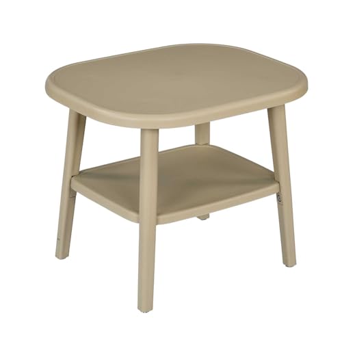 Image of Nilkamal Arena Plastic Side Table with Storage Shelf | End Table | Corner Table | for Home, Living Room, Office, Balconies, Patios | Luxury Beige