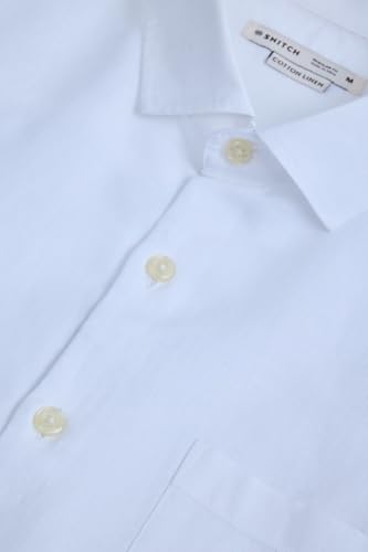 Image of SNITCH Men Casual Shirt | Regular Fit Full Sleeve Spread Collar Solid Pattern | Breathable Cotton Linen Blend & Lightweight Fabric for Summer, Vacation & Smart Casual Wear