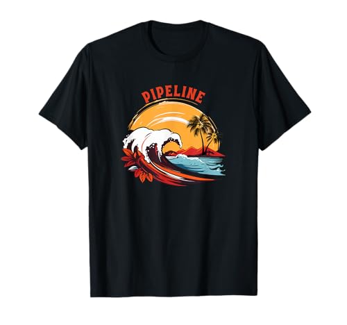 Retro Sunset Pipeline Hawaii, surf de verano Camiseta