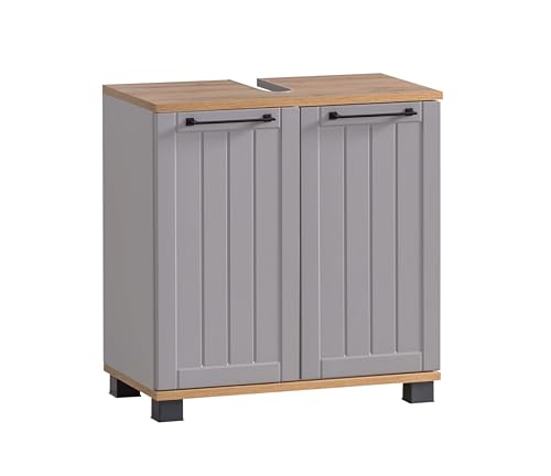 Schildmeyer Waschbeckenunterschrank Jelda 154176, platingrau/Eiche Landhaus Dekor, 59,8 x 32,6 x 62,4 cm Schildmeyer Waschbeckenunterschrank Jelda 154176, platingrau/Eiche Landhaus Dekor, 59,8 x 32,6 x 62,4 cm