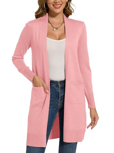 Spicy Sandia Women's Long Dressy Cardigan Sweaters with Pockets Lightweight Duster Coat