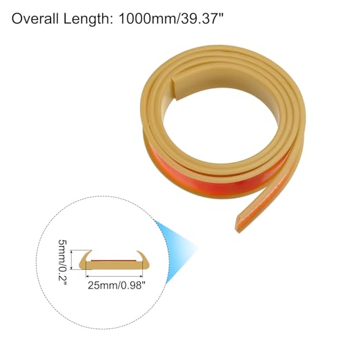 Image of uxcell U Shape Furniture Edge Banding, 1M Self Adhesive Flexible Edging Trim, 5x25mm TPE Edge Guards for Cabinets Furniture Repair Restoration, Beige