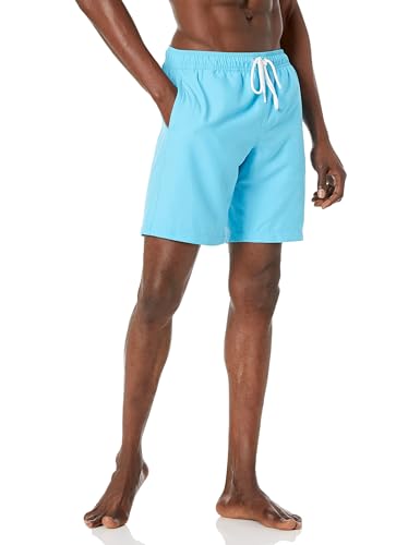 Amazon Essentials Herren 23cm Badehose mit Netzfutter, Taschen und Kordelzugverschluss, Aquablau, L