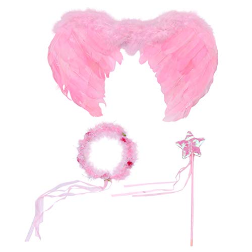 KESYOO 3 Pcs Halloween Traje Do Anjo Cosplay Asas de Anjo Estrela Fada Varinha Anjo Halo Headband Fe