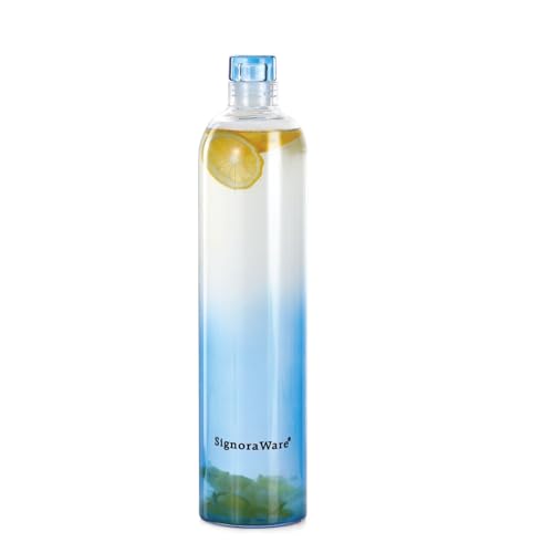 Image of SignoraWare Lavender Borosilicate Glass Bottle | Airtight & Leakproof | Heat Resistant | Dishwasher Safe | Odor-Free | Ideal for Home, Office, Travel, Yoga & Gym | Easy to Clean (1 LTR | Clear)