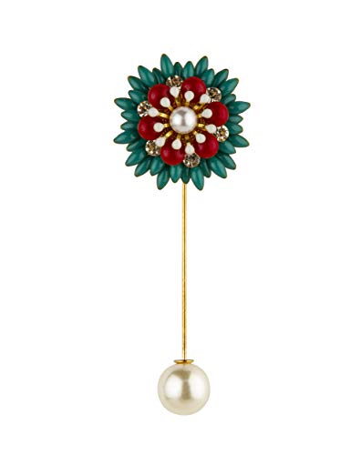 Knighthood Flower with Pearl and Swarovski Detailing Lapel Pin Badge Coat Suit Wedding Gift Party Shirt Collar Accessories Brooch for Men