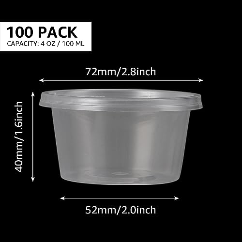 Image of ZOFORTY 100 Pack 4 oz Slime Containers with Lids, Small Plastic Storage Containers for Slime, Foam Ball, DIY Craft Making