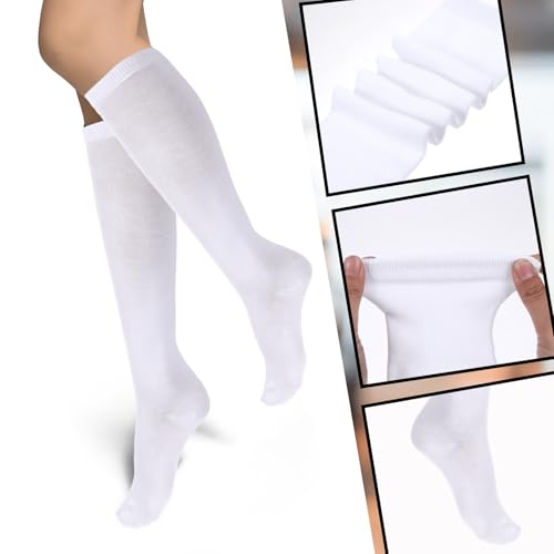 3 Pairs Fashion Women's Knee High Socks - White, Color Block, Adult, Female, Knee-High, Polyester, Athletic Socks4