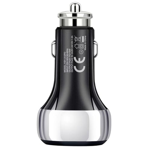Cargador de coche USB C metálico de 36W con doble puerto mini color negro 4
