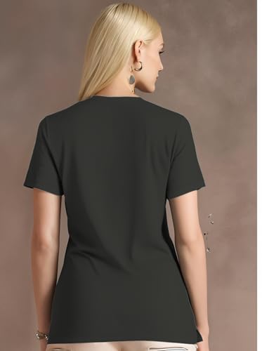 Image of Mack Jonney Ribbed |Regular Fit | Half Sleeves 100% Cotton Polo Neck Self Design with Zip T-Shirt for Women-M950