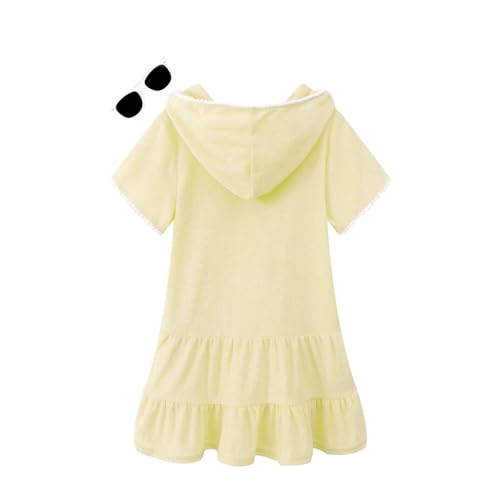 Image of Girls Swim Cover Up Kids Swimsuit Coverup Terry Zip-Up Beach Bathing Suit Wraps with Sunglasses