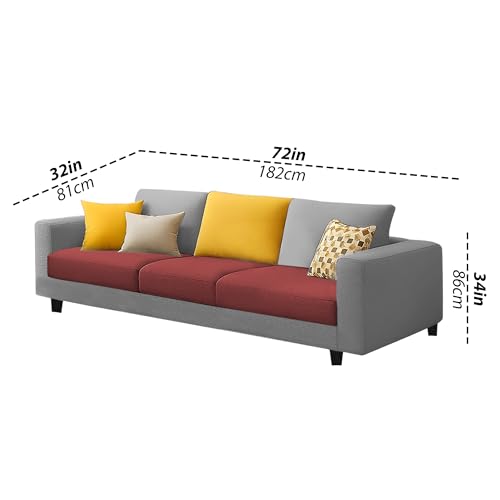Image of Galib 3+2 Seater Sofa Set for Living Room (Maroon Grey Fabric) Premium Fabric Sofa Set
