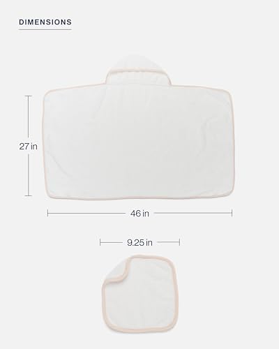 Image of Lalo The Hooded Towel & Washcloth Set, 100% Organic Cotton, Soft on Sensitive Skin, Durable & Absorbent, Machine Washable, Includes One Baby Towel and Two Washcloths - Grapefruit
