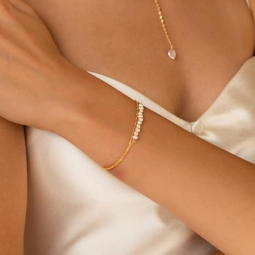 SLOONG Gold Pearl Bracelets for Women Trendy - image 4