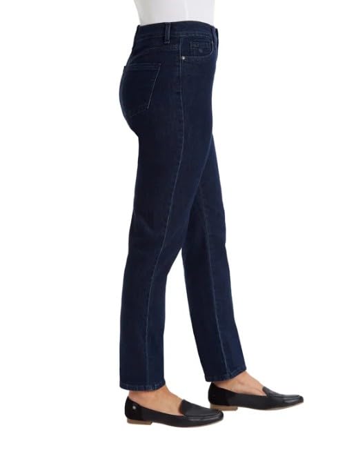 Image of Gloria Vanderbilt Ladies Amanda Stretch Denim Jeans for Women, Tapered Womens Pants, Mom Jeans, Ladies Pants - Scottsdale Blue-Madison 8 Long