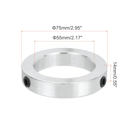 QUARKZMAN 1 Stk Tiefenanschlagringe 55mm ID Tiefenanschlag für Bohrer Verzinkter Kohlenstoffstahl Klemmring mit Gewindestift Silber