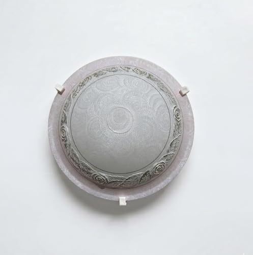 Generico Plafoniera da soffitto classica in vetro rotonda decorata rosa camera da letto, sala da pranzo, cucina, bagno, ingresso D 30 cm
