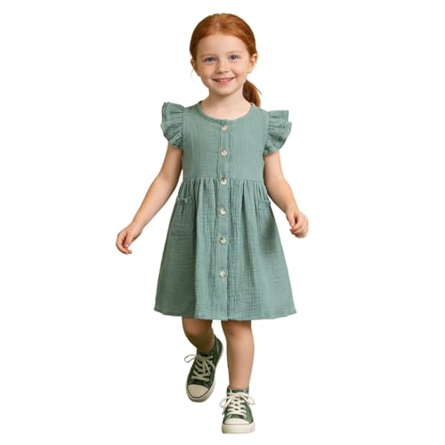 Robe d'été pour filles smockée et extensible à volants sans manches